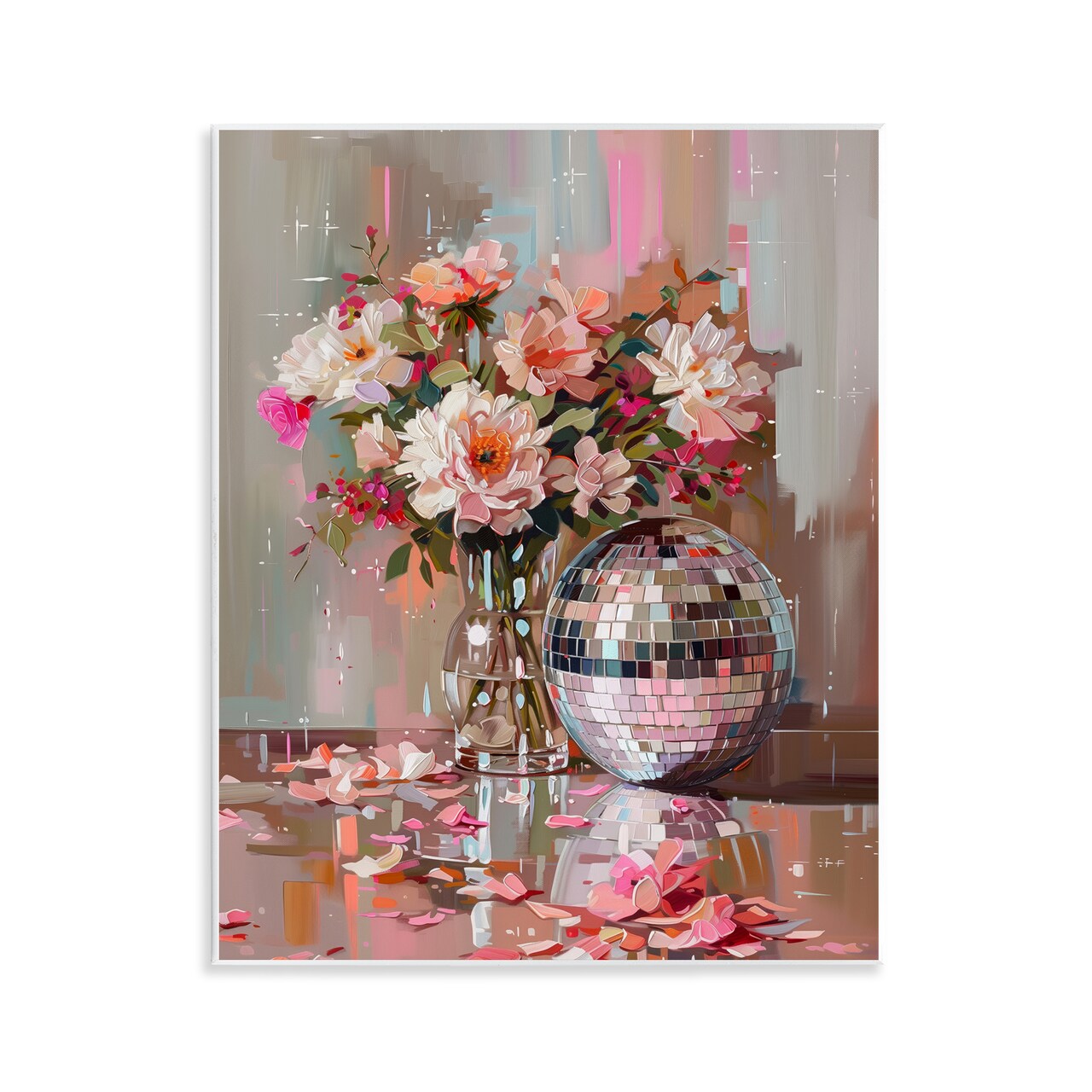 Stupell Industries Disco Ball & Flowers Still Life Wall Plaque Design by Arlington Prints